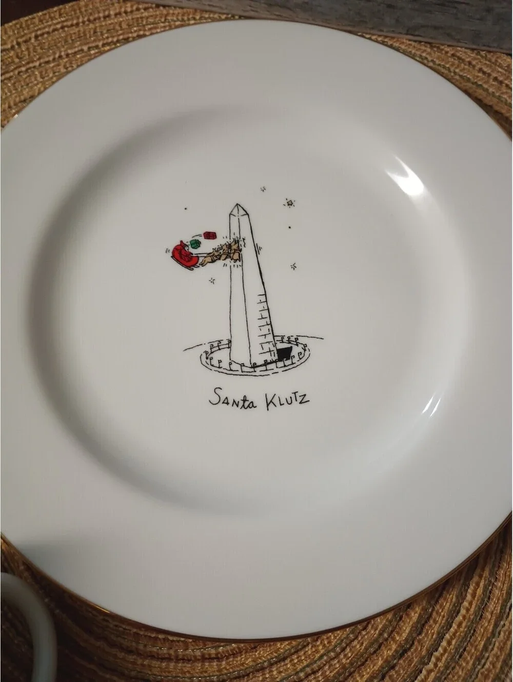 Porcelain Cookies & Milk Or Christmas Snack Plate Cup Santa Reindeer Washington